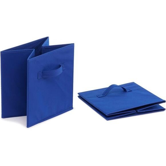 Fabric storage bins set of 6 navy blue cube organizers collapsible cloth baskets - Picture 7 of 8